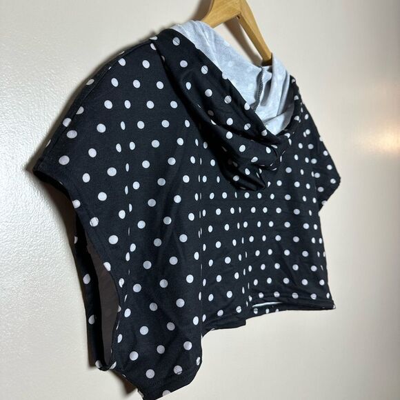CLEARANCE! B/W Boutique Polka Dot Wide Cut Hooded Top Size M NWT - Picture 4 of 5